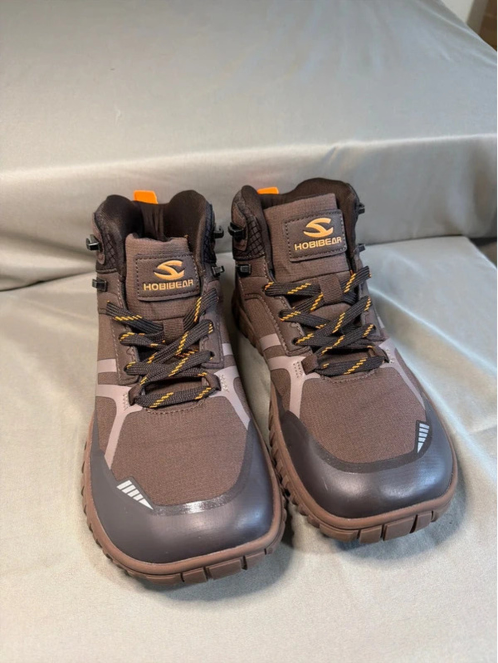Hobibear Brown Outdoor Hiking Boots with Orange Accents - Size 8M / 9W